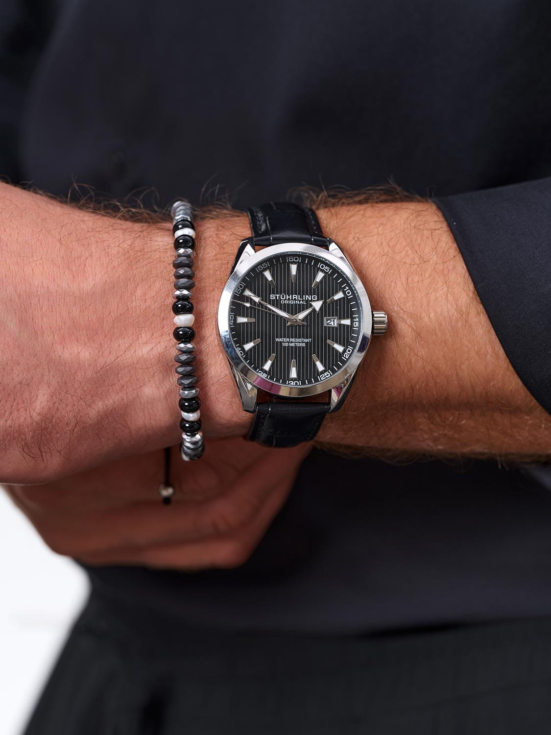 Stuhrling Stuhrling Symphony 3953L.1 кварцевые мужские часы часы крупный план черный циферблата