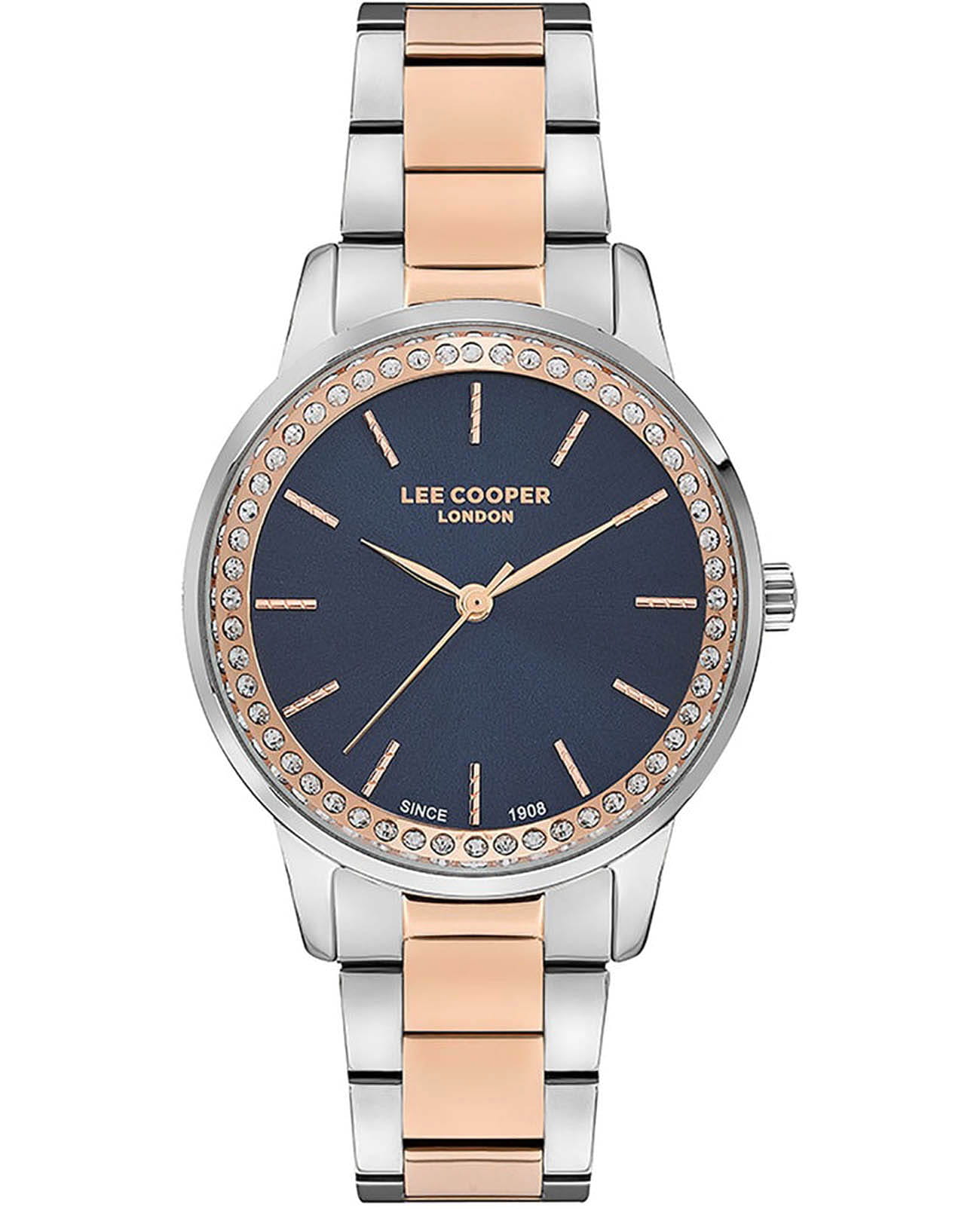 Lee Cooper Lee Cooper LC07229.590  LC07229.590 кварцевые женские часы синий циферблат, браслет нержавеющая сталь с ip-покрытием — вид спереди