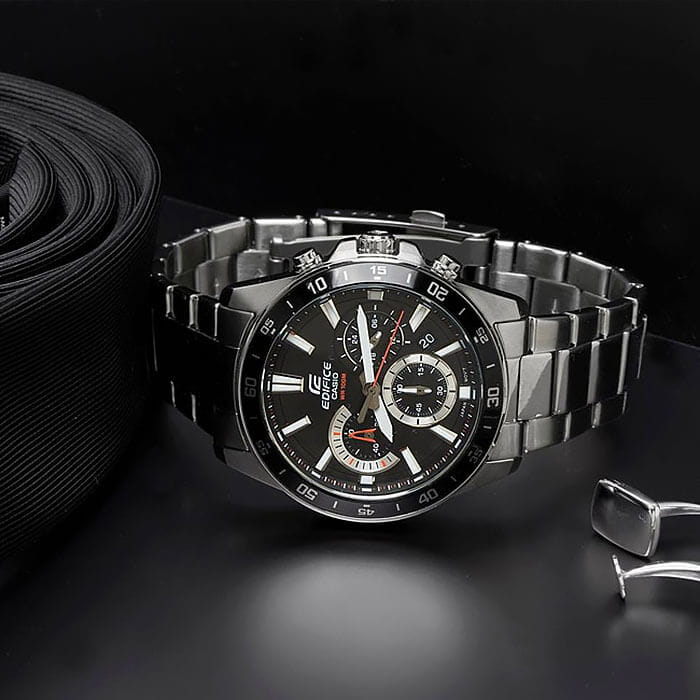 Casio Casio Edifice EFV-570D-1AVUEF кварцевые мужские часы часы крупный план черный циферблата