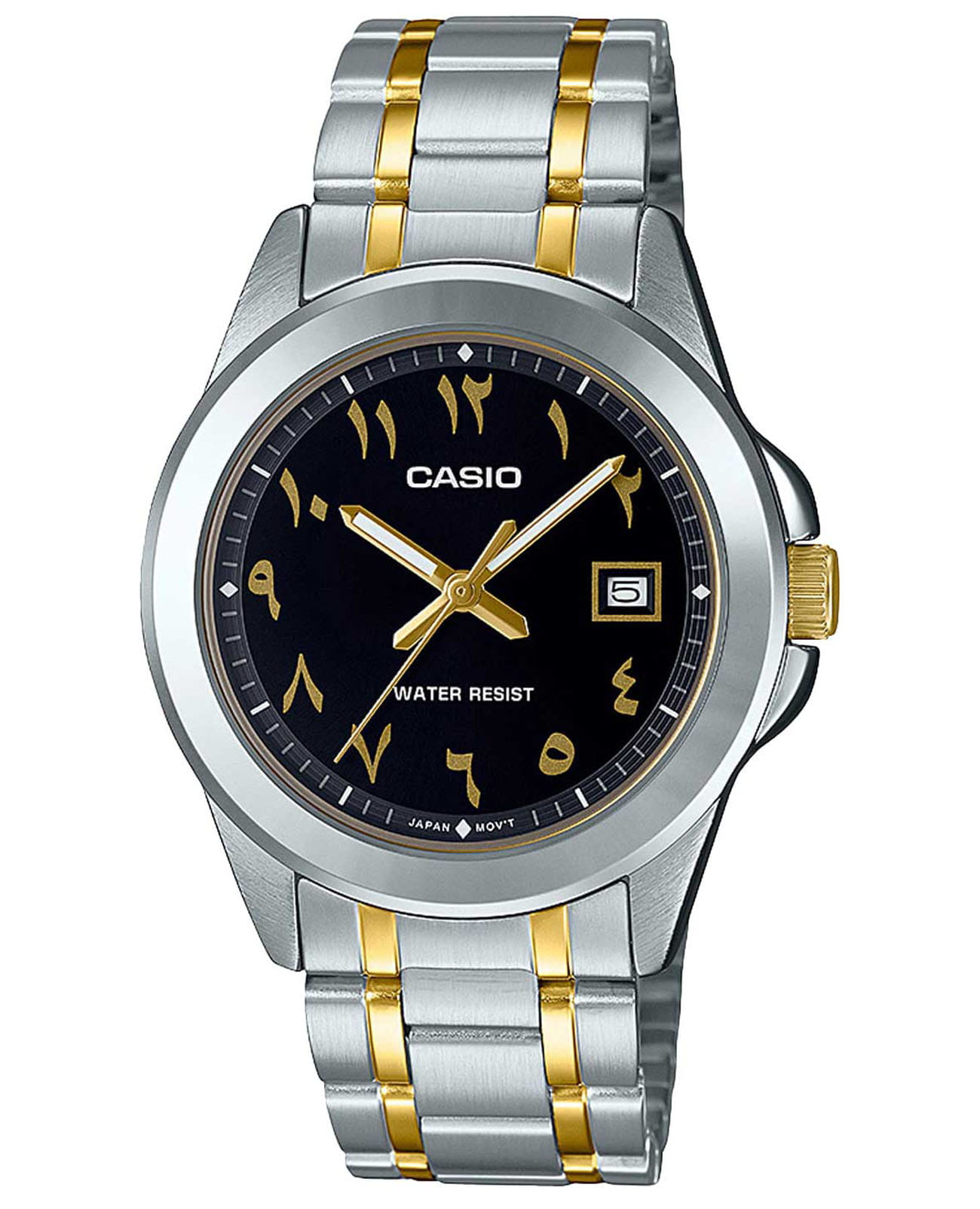 Casio Casio Collection MTP-1215SG-1B3  MTP-1215SG-1B3 кварцевые мужские часы черный циферблат, браслет нержавеющая сталь с ip-покрытием — вид спереди