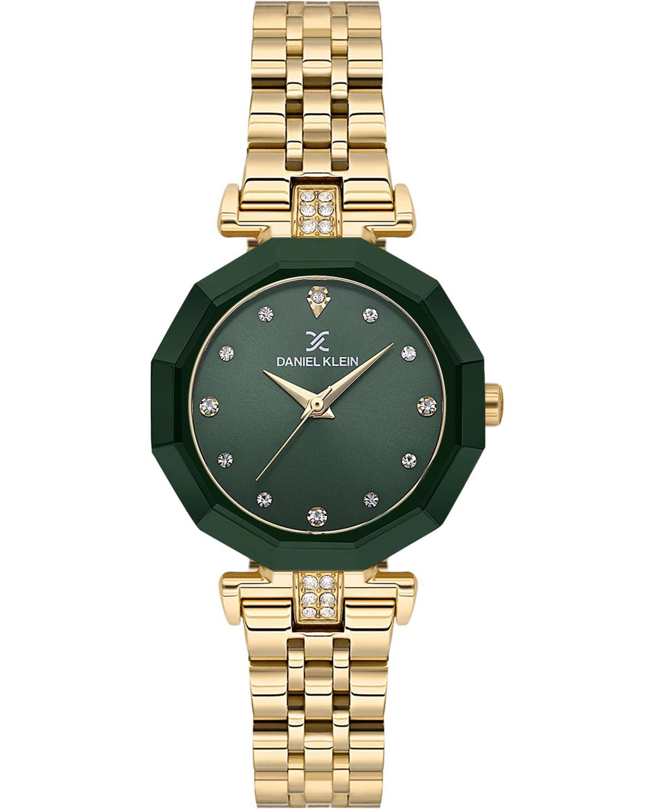 Daniel Klein Daniel Klein Premium DK.1.13724-3  DK.1.13724-3 кварцевые женские часы зеленый циферблат, браслет нержавеющая сталь с ip-покрытием — вид спереди