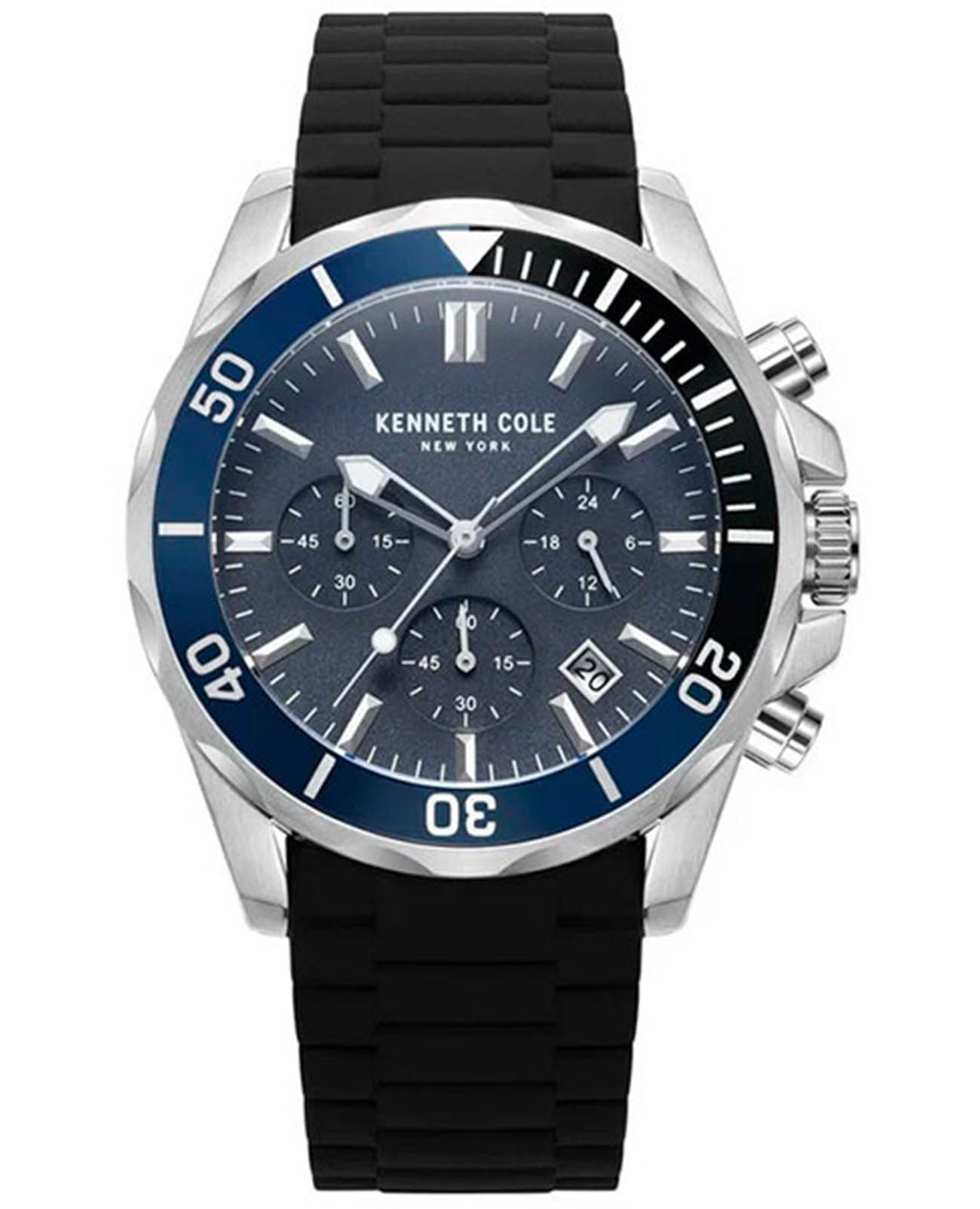 Kenneth Cole Kenneth Cole Dress Sport KCWGQ2219001  KCWGQ2219001 кварцевые мужские часы синий циферблат, браслет каучук — вид спереди