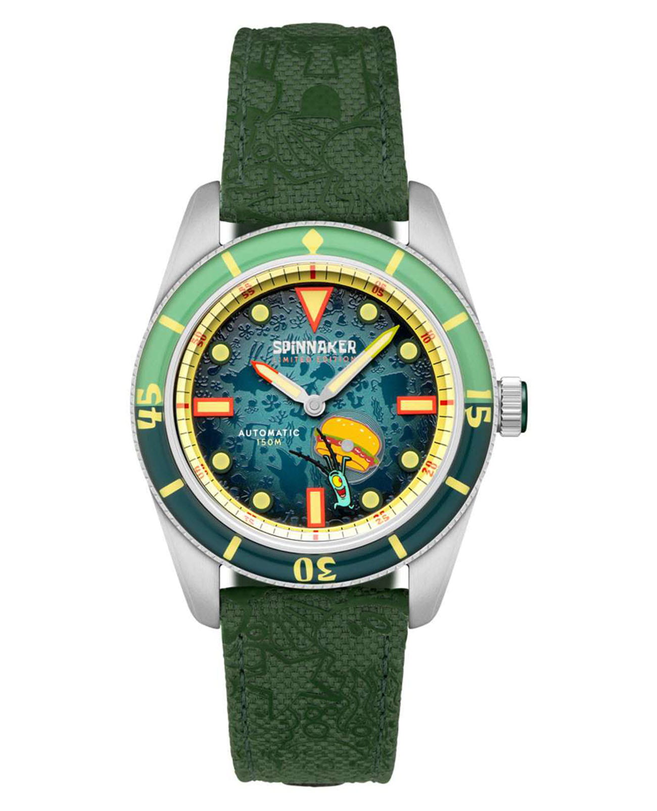 Spinnaker Spinnaker Fleuss SP-5160-02  SP-5160-02 механические мужские часы зеленый циферблат, браслет нейлон — вид спереди