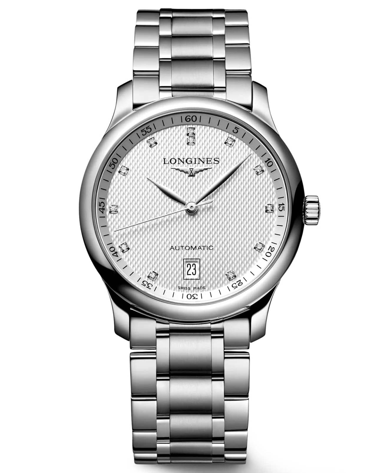 Longines Longines Master Collection L2.628.4.77.6  L26284776 механические женские часы белый циферблат, браслет нержавеющая сталь — вид спереди