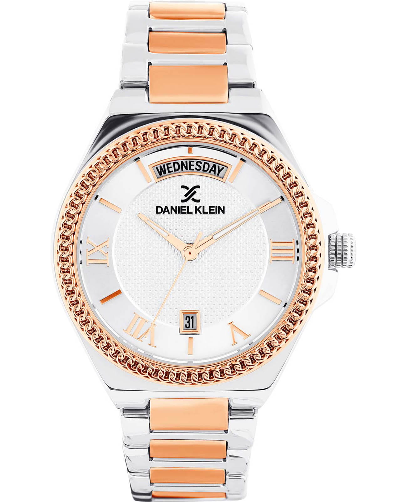 Daniel Klein Daniel Klein Premium DK.1.13591-5  DK.1.13591-5 кварцевые женские часы белый циферблат, браслет нержавеющая сталь с ip-покрытием — вид спереди