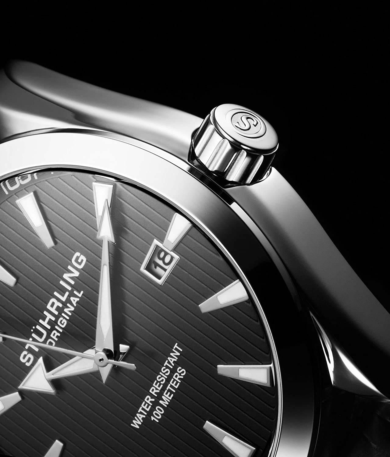 Stuhrling Stuhrling Symphony 3953L.1,  сша мужские часы на браслете кожаный боковой вид