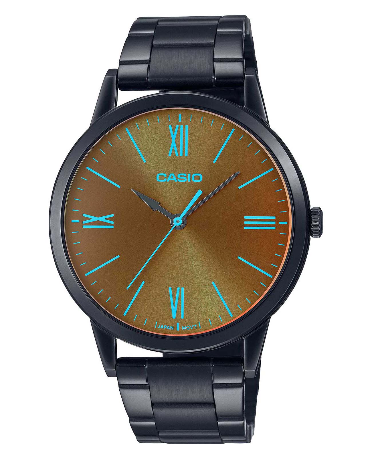 Casio Casio Collection MTP-E600B-1B  MTP-E600B-1B кварцевые мужские часы коричневый циферблат, браслет сталь с ip покрытием — вид спереди