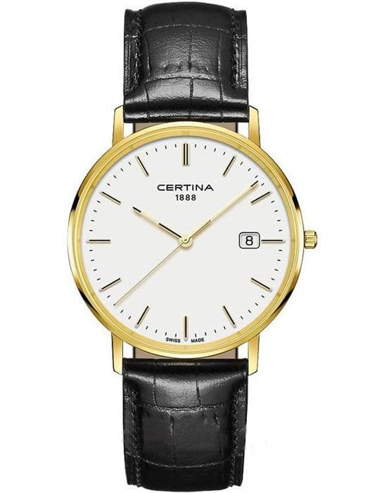 Certina Certina C901.410.16.011.00  C9014101601100 кварцевые мужские часы белый циферблат, браслет кожаный — вид спереди