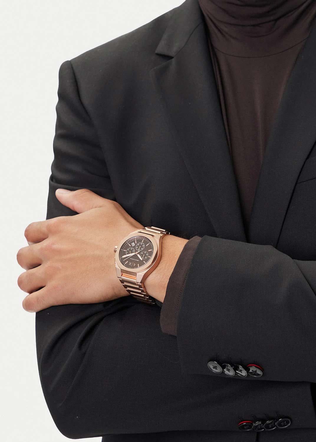 Armani Exchange Armani Exchange Rafael AX4188,  италия мужские часы на браслете нержавеющая сталь с ip-покрытием боковой вид