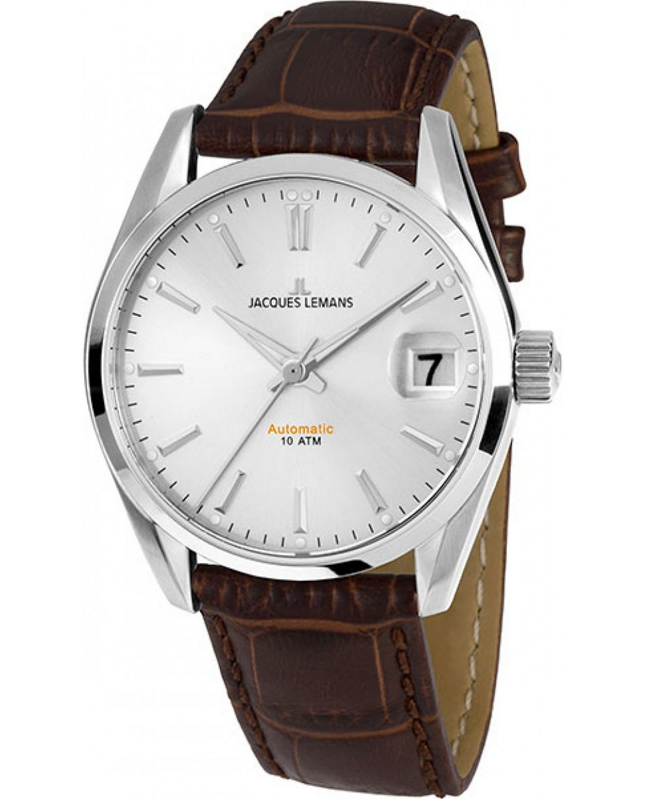 Jacques Lemans Jacques Lemans Classic 1-1912B  1-1912B кварцевые женские часы серебристый циферблат, браслет кожаный — вид спереди