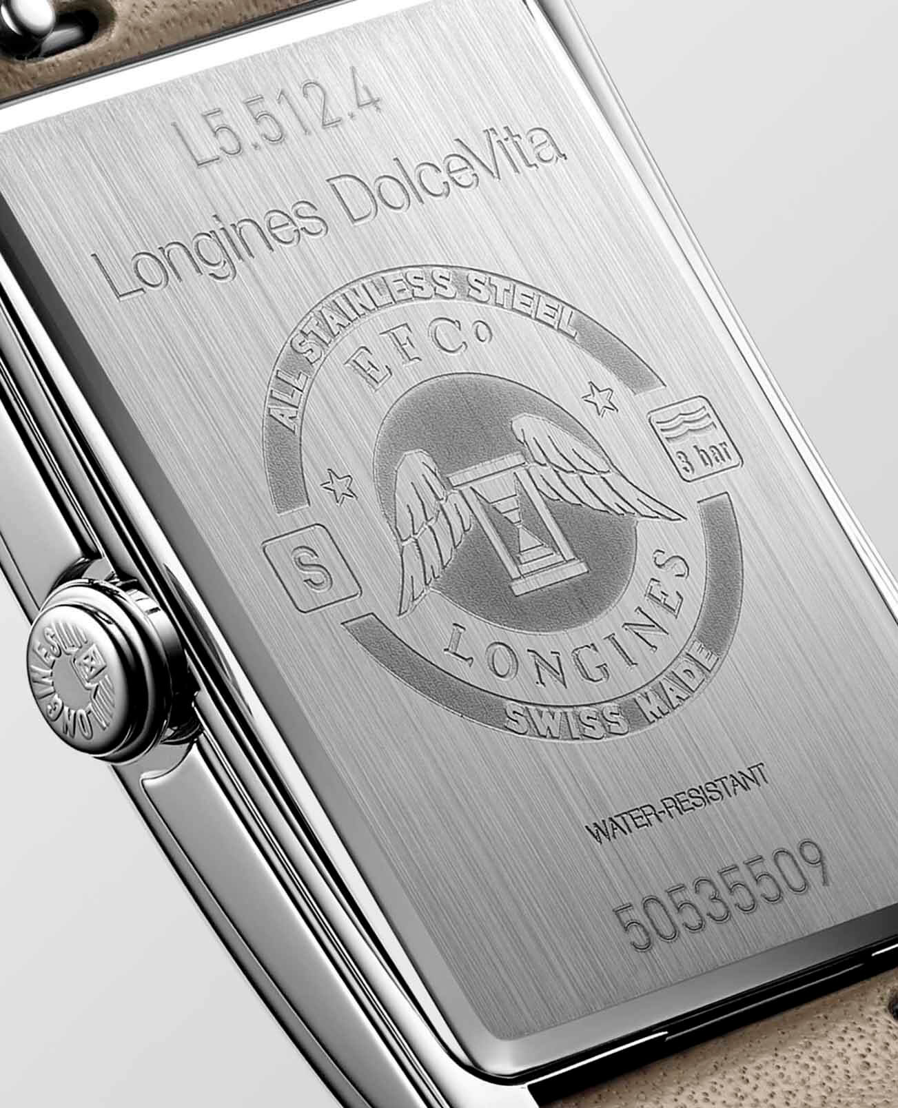 Longines Longines DolceVita L5.512.4.11.7, dolcevita швейцария женские часы на браслете кожаный боковой вид