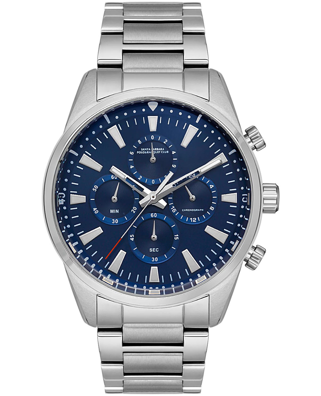 Santa Barbara Polo & Racquet Club Santa Barbara Polo & Racquet Club Legend SB.1.10518-2  SB.1.10518-2 кварцевые мужские часы синий циферблат, браслет нержавеющая сталь — вид спереди