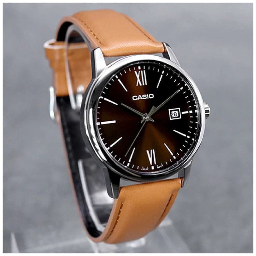 Casio Casio Collection MTP-V002L-5B3UDF (MTP-V002L-5B3), collection япония мужские часы на браслете кожаный боковой вид