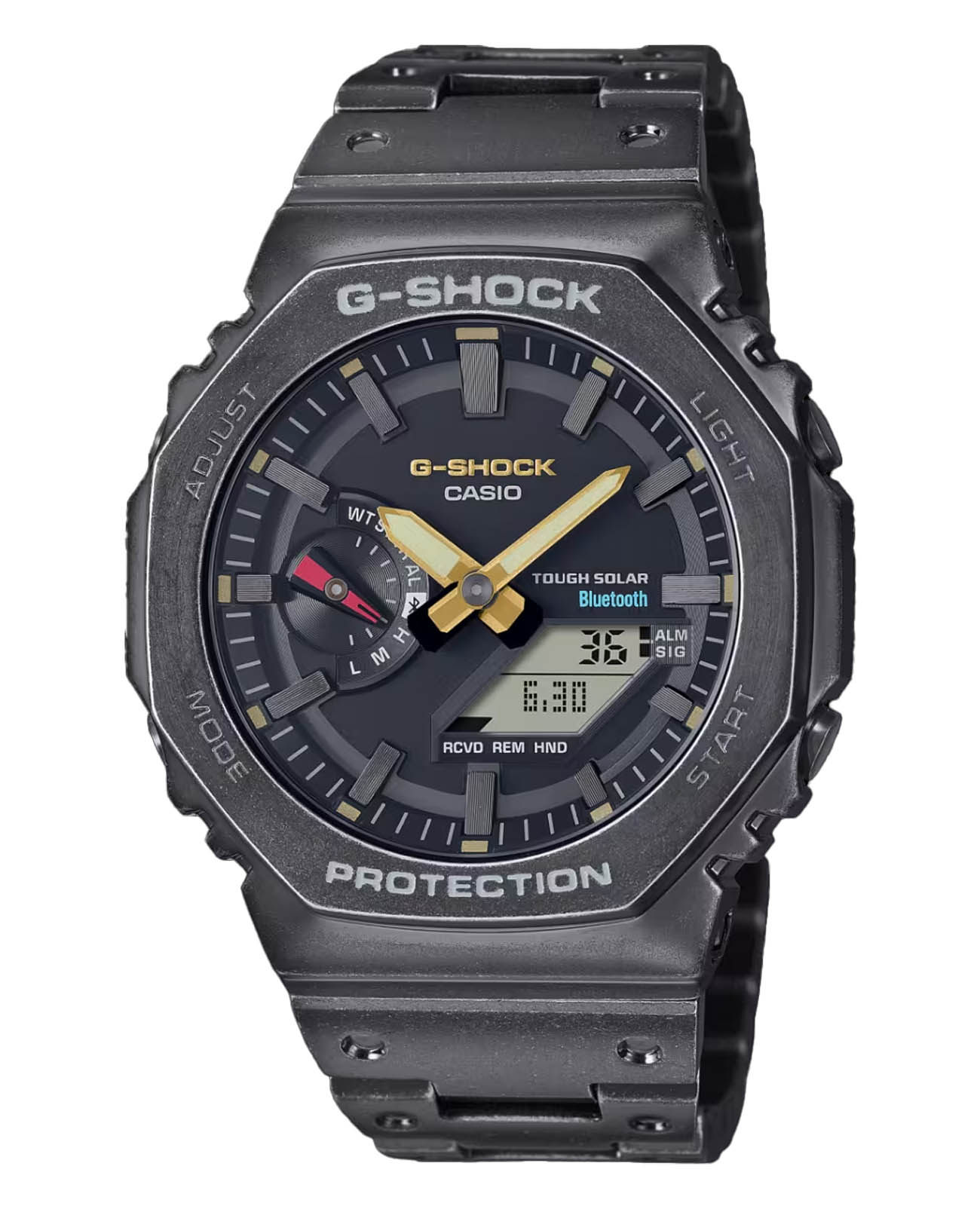Casio Casio G-Shock GM-B2100VF-1A GM GM-B2100VF-1AER электронные мужские часы черный циферблат, браслет сталь с ip покрытием — вид спереди